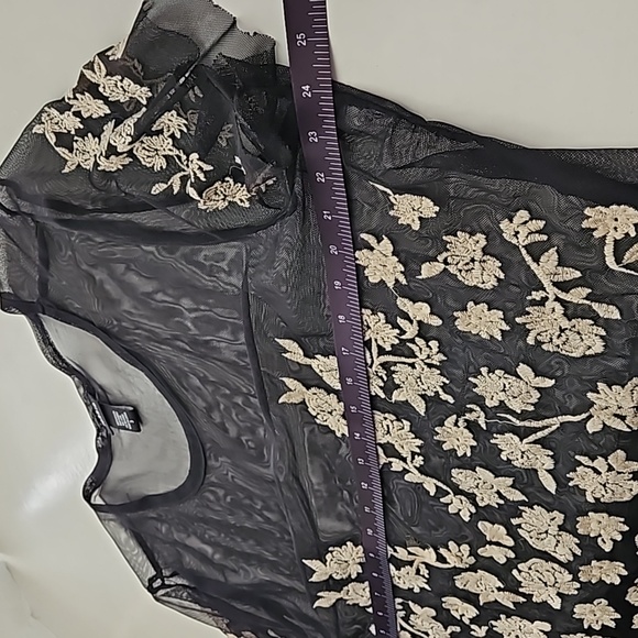 Torrid Sheer Mesh Short Sleeve Top with Floral Embroidery - Picture 8 of 9